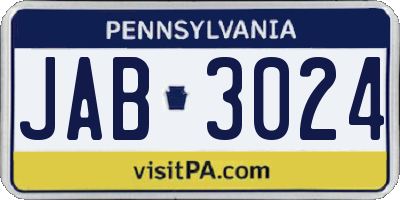 PA license plate JAB3024