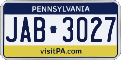 PA license plate JAB3027