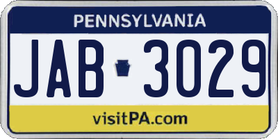 PA license plate JAB3029