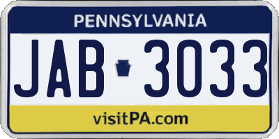 PA license plate JAB3033