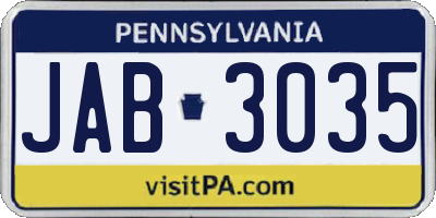 PA license plate JAB3035