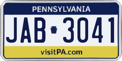 PA license plate JAB3041