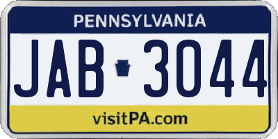 PA license plate JAB3044