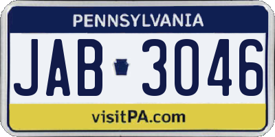 PA license plate JAB3046