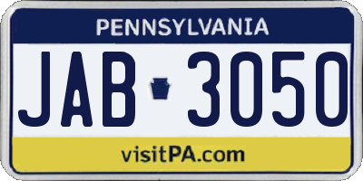 PA license plate JAB3050