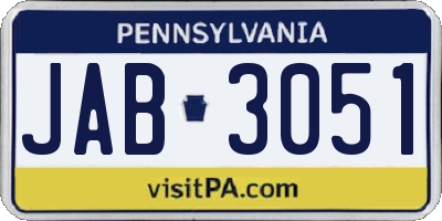 PA license plate JAB3051