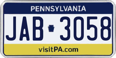 PA license plate JAB3058