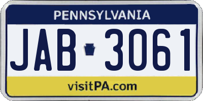 PA license plate JAB3061