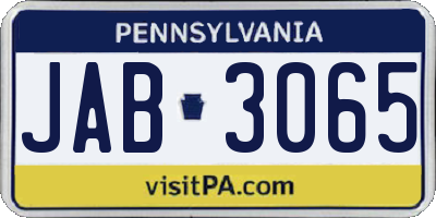 PA license plate JAB3065