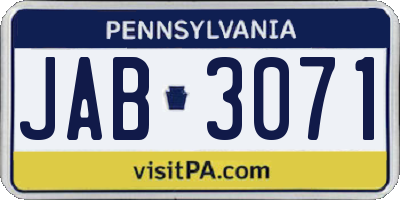 PA license plate JAB3071