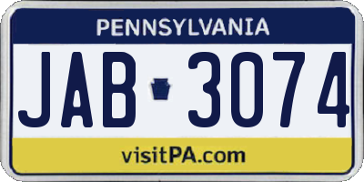 PA license plate JAB3074