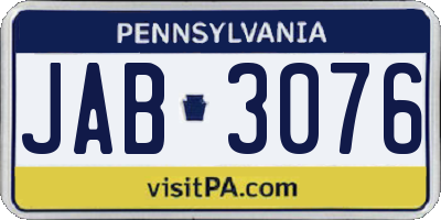 PA license plate JAB3076