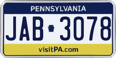 PA license plate JAB3078
