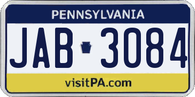 PA license plate JAB3084