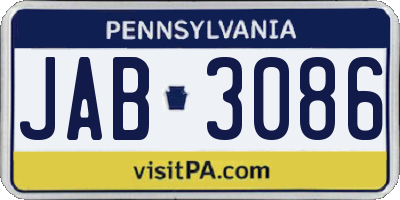 PA license plate JAB3086