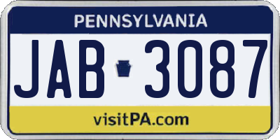 PA license plate JAB3087