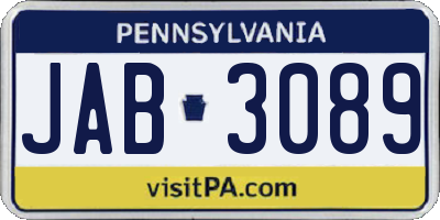 PA license plate JAB3089