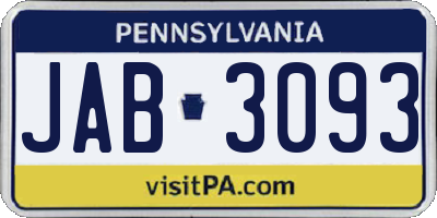 PA license plate JAB3093