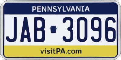 PA license plate JAB3096