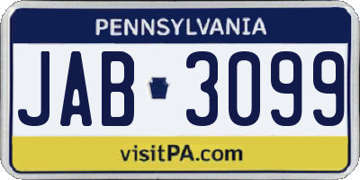 PA license plate JAB3099