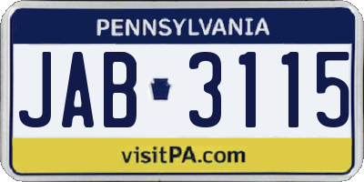 PA license plate JAB3115