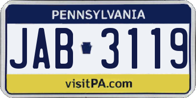 PA license plate JAB3119