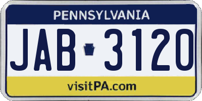 PA license plate JAB3120