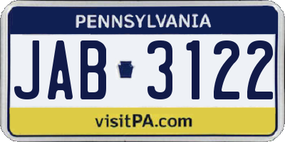 PA license plate JAB3122