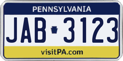 PA license plate JAB3123