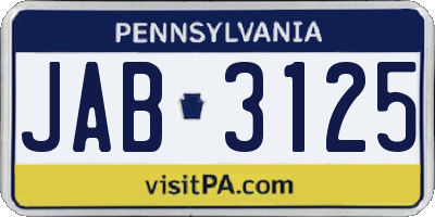 PA license plate JAB3125