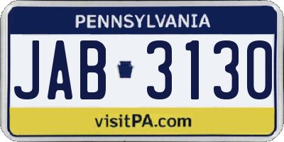 PA license plate JAB3130