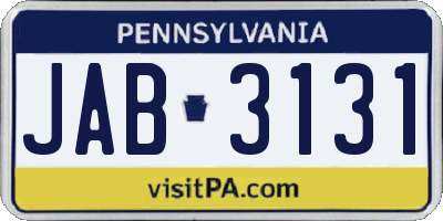 PA license plate JAB3131