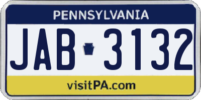 PA license plate JAB3132