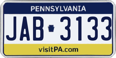 PA license plate JAB3133