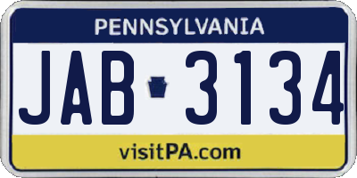 PA license plate JAB3134