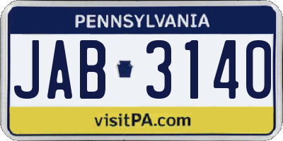 PA license plate JAB3140