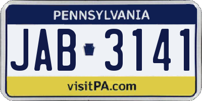 PA license plate JAB3141