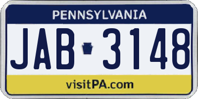 PA license plate JAB3148