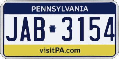 PA license plate JAB3154