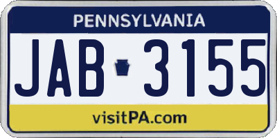 PA license plate JAB3155