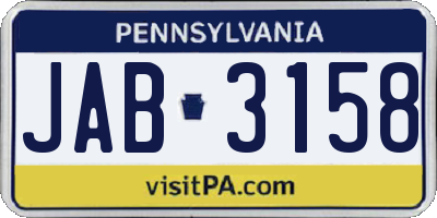 PA license plate JAB3158