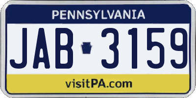 PA license plate JAB3159