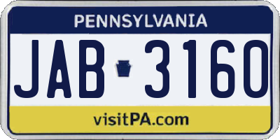 PA license plate JAB3160