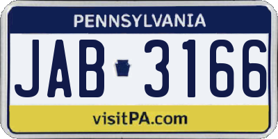 PA license plate JAB3166