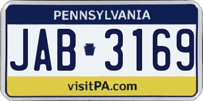 PA license plate JAB3169