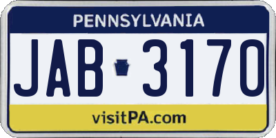 PA license plate JAB3170