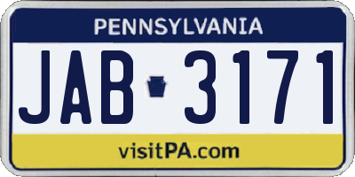 PA license plate JAB3171