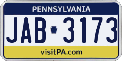 PA license plate JAB3173