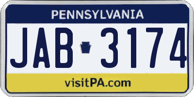 PA license plate JAB3174