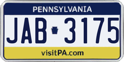 PA license plate JAB3175